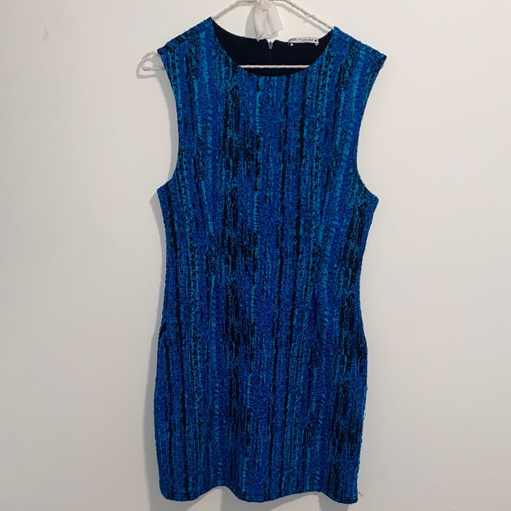 Zara Vibrant Blue Patterned Mini Dress